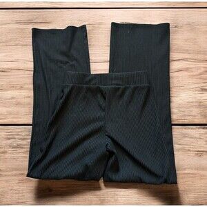 Forever 21 Women Black Accordion Pleat High‎ Waist Wide Leg Trouser Pants XS